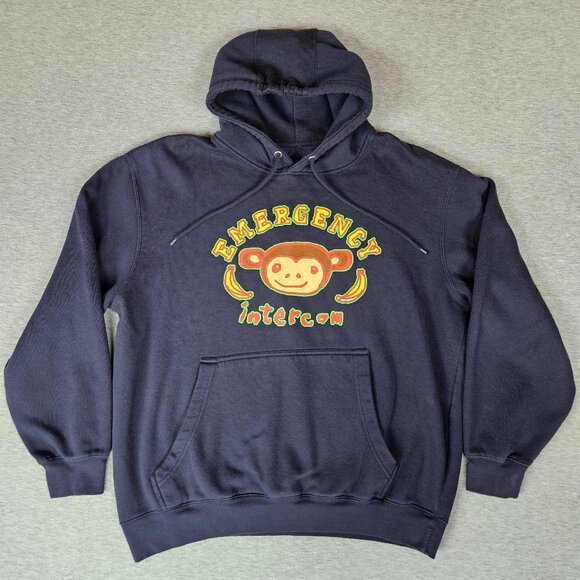 Emergency Intercom Hoodie XL Monkey Podcast Black Pullover Discontinued H55 - Picture 1 of 7